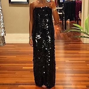 NWT Banana Republic Black Teia Sequin Maxi Dress Size 0